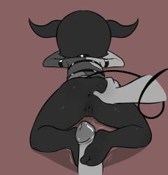 2_toes absurd_res anthro anus ass ass_grab bodily_fluids bottomless bottomless_female butt_grab clothed clothing demon duo e254e feet female foot_fetish foot_play footjob genital_fluids genitals hand_on_ass hand_on_butt hi_res horn human lying male male/female mammal neeruam_(e254e) on_front perineum pussy restraints sex skindentation soles straitjacket toes vaginal_fluids
