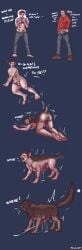 animal_ears anus ass balls black_hair blush breasts brown_hair canine canine_penis cum cuntboy cuntboy_transformation ejaculation english_text erection feral full-package_cuntboy gender_transformation herm hermaphrodite human human_to_feral intersex knot lying male_to_cuntboy maleherm maleherm_with_breasts mti_transformation multi_breast multi_genitalia multiple_views nude penis pussy simple_background species_transformation straight teeth tongue tongue_out transformation