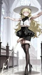 1femboy ai_generated blonde_hair commentary croptop erection from_above futanari hair_ornament heart highres holding_penis long_hair looking_at_viewer muscular pencil_skirt penis pheobe_(wuthering_waves) small_breasts tight_pencil_skirt uncensored veiny_penis wuthering_waves yuuki_snow