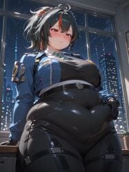 1girls ai_generated bbw chubby chubby_female fat fat_female fat_girl fat_woman female female_focus female_only hoyoverse light-skinned_female light_skin mihoyo mihoyo_technology_(shanghai)_co._ltd. new_eridu_public_security solo solo_female solo_focus weight_gain weight_gain_female zenless_zone_zero zhu_yuan