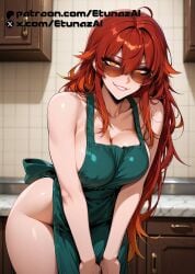 ai_generated etunazai female genshin_impact glasses long_hair mavuika_(genshin_impact) orange_eyes red_hair
