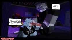3d bigger_male blowjob blue_fur canine canine cum cum_in_mouth english_text femboy femboy_on_female floppy_ears furry_only knotted_penis male/female nekomaniaa roblox roblox_avatar robloxian self_upload size_difference smaller_female wolf