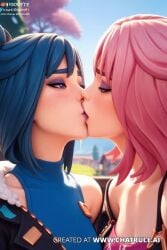 2girls ai_generated fortnite hope_(fortnite) kissing kissing seductive tagme video watermark yuri yuri