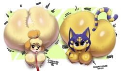 2girls animal_crossing ankha ankha_(animal_crossing) anthro ass ass_focus bitch booty butt fat fat_ass fat_bitch fat_butt female female_only gigantic_ass huge_breasts hyper_ass isabelle_(animal_crossing) large_breasts leash leash_and_collar looking_at_viewer massive_ass nintendo nude petplay thedeathcrow05 twerk twerker twerking twerking_bottom