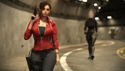 2girls 3d big_ass big_breasts breasts bust busty capcom claire_redfield curvaceous curvy curvy_figure female height_difference hips huge_ass huge_breasts large_ass large_breasts light-skinned_female light_skin mature mature_female ms._x otacon212 pale-skinned_female pale_skin resident_evil resident_evil_2 rule_63 shorter_female size_difference slim_waist smaller_female tall_female taller_female taller_girl thick thick_hips thick_legs thick_thighs thighs tyrant voluptuous waist wide_hips