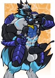absorption absorption_vore anthro balls canine canine_penis cock dick furry gay goo_creature homosexual horn hypnosis male male/male male_only markings muscles muscular muscular_male penis scales sharp_teeth size_difference slime tail testicles trencalos wolf
