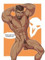 abs activision balls bara biceps big_balls big_penis blizzard_entertainment daddy dark-skinned_male dilf enduriance erection gabriel_reyes male male_nipples male_only manly mature_male muscular_male nipples nude overwatch overwatch_2 pecs penis reaper