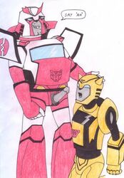 bumblebee bumblebee_(transformers) male_only ratchet_(transformers) tagme transformers transformers_animated