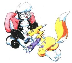 crossover digimon renamon sabrina_conrad sabrina_online sawblade_(artist) skunk webcomic yuri