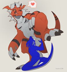 absurd_res anthro balls big_balls bodily_fluids cum cum_in_mouth cum_inside deepthroat digimon digimon_(species) dragon duo erection fellatio firondraak genital_fluids growlmon heart hi_res humanoid_penis inflation kneeling korichi male male/male neck_bulge nude open_mouth oral penile penis sex tongue tongue_out