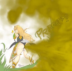 1girls big_ass big_butt black_panties blonde_hair excessive_fart fart fart_cloud fart_everywhere fart_explosion fart_fetish farting hyper_fart looking_back mythra nintendo panties pervdarkling_(artist) solo_female thick_thighs xenoblade_(series) xenoblade_chronicles_2 yellow_eyes