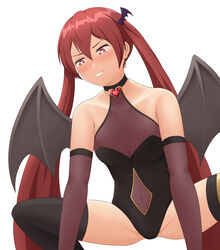 1girls alternate_costume bare_shoulders bare_thighs breasts choker demon_girl earrings elbow_gloves fire_emblem fire_emblem_awakening gloves grin heart-shaped_pupils jehrald long_hair looking_down nintendo red_eyes red_hair severa_(fire_emblem) small_breasts smile solo squatting succubus thighs twintails very_long_hair white_background