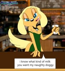 animated brandy_&_mr_whiskers brandy_harrington brandyfriend1 breasts café canine disney disney_channel gif iced_latte_with_breast_milk meme neckwear outerwear seductive smile sole_female starbucks tagme