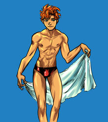 archie_andrews archie_comics drawfag drawthread_request half-dressed male_focus male_only muscles muscular orange_hair solo_male towel underwear