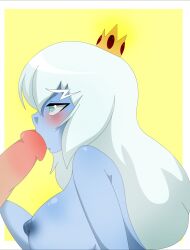 adventure_time blue_skin finn_the_human human ice_queen_(adventure_time) milf sex sucking sucking_penis white_hair