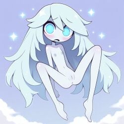 ai_generated blue_eyes blue_hair blue_skin dimension flying little_woman long_hair original_character small_breasts smaller_female waifu waifu_night