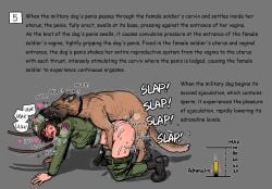 beastiality canine cum cum_inside dog female_soldier gogocherry