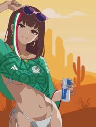 bikini breasts brown_eyes brown_hair chilo_chan chilo_sports female_focus female_only glasses gta_vi_cover_girl looking_at_viewer mexican_female mexico