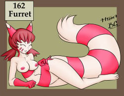 anthro bernardol22 boobs cute cute_face female fur furret furry hair medium_breasts nipples pokemon pokemon_(species) pokemorph pussy sexy_pose shiny_pokemon simple_background solo whitney_(pokemon)