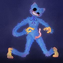 1boy 2021 blue_body blue_fur fangs huggy_wuggy long_penis male male_only monster non-human poppy_playtime sharp_teeth smile solo source_request tagme teeth toy unknown_artist unknown_source