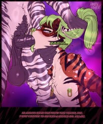 absurd_res animal_genitalia animal_penis anthro antlers balls big_balls big_penis black_body black_fur blowjob_face bodily_fluids brown_body brown_fur cut_antlers damienkamien deep_throat deer dirty_talk duo ears_down english_text equid equine equine_genitalia equine_penis eye_roll eyebrows faceless_anthro faceless_character faceless_male facial_piercing fellatio fur genitals green_hair green_nipples green_nose green_tongue hair half-closed_eyes hi_res holding_hair holding_head horn licking long_hair male male/male mammal markings medial_ring moan narrowed_eyes navel nightclub nipple_piercing nipples nose_piercing onomatopoeia open_mouth oral oral_penetration painted_stripes penetration penile penis penis_in_mouth piercing pivoted_ears ponytail pubes public public_nudity public_sex pulling_hair purple_eyes raceplay ring ring_piercing scrotum_flap sex sound_effects spots spotted_body spotted_fur striped_(kink) striped_body striped_markings stripes tears text tongue tongue_out touching_hair vein veiny_penis white_body white_fur zebra zebra_bodypaint