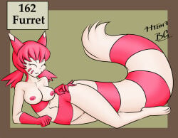 anthro bernardol22 boobs cute cute_face female fur furret furry hair medium_breasts nipples pokemon pokemon_(species) pokemorph pussy sexy_pose shiny_pokemon simple_background solo whitney_(pokemon)