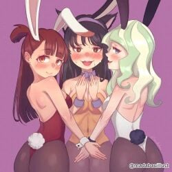 2d 2d_(artwork) 2d_artwork 3girls alternate_version_at_source alternate_version_available animal_ear_fluff animal_ears anime anime_character asian asian_female asian_girl ass ass_cleavage ass_crack asymmetrical_bangs atsuko_kagari back backboob background bare_arms bare_back bare_chest bare_hands bare_hips bare_shoulders bare_skin belly belly_button big_boobs big_breasts black-haired_female black_bunny_ears black_hair black_hairband black_wrist_cuffs blue-eyed_female blue_eyes blush_face blush_lines blushing blushing_at_viewer blushing_female blushing_lines bowtie breasts british british_female british_girl brown-haired_female brown_hair brown_legwear brown_pantyhose brown_stockings brown_tights bunny_costume bunny_ears bunny_tail bunnygirl bunnygirl_outfit bunnysuit busty busty_female busty_girl butt cat_ears cleavage closed_mouth_smile collarbone covering covering_crotch covering_privates covering_pussy curvaceous curvaceous_body curvaceous_female curvaceous_figure curvaceous_hips curvaceous_teenager curvy curvy_ass curvy_body curvy_female curvy_figure curvy_hips curvy_teen dark_hair diana_cavendish digital digital_art digital_drawing digital_drawing_(artwork) digital_media digital_media_(artwork) drawing elbows european european_female european_girl exposed_arms exposed_back exposed_chest exposed_hips exposed_shoulders exposed_skin eyebrows_visible_through_hair fanart female female_focus female_only fingers fit_female flushed flushed_face green-haired_female green_hair groin head_tilt hiding_pussy hourglass_figure inguinal_crease inguinal_ligament japanese japanese_female japanese_girl large_boobs large_breasts lean_figure legwear leotard lime_hair linea_alba little_witch_academia long_hair looking_at_viewer looking_back looking_back_at_viewer median_furrow medium_breasts monotone_background more_at_source multicolored_hair multiple_females multiple_girls narrow_waist navel one_color_background open_mouth open_mouth_smile orange_bunnysuit orange_leotard orange_topwear pantyhose parted_lips plain_background ponytail portrait profile pubic_hair purple_background purple_bowtie red-eyed_female red_bunnysuit red_eyes red_leotard red_topwear short_ponytail shoulder_blades shoulders sideboob slender_body slender_waist slim_female slim_waist smile smiley_face smiling smiling_at_viewer solid_color_background split-color_hair standing stockings stomach studio_trigger teen_girl teenage_female teenage_girl teenager thick_ass thick_butt thick_thighs thighs tied_hair tights tilted_head tongue topwear trio trio_female two-tone_hair two_tone_hair upper_body upper_teeth wavy_hair white_bunny_ears white_bunnysuit white_hairband white_leotard white_topwear white_wrist_cuffs wide_hips witch wrist_cuffs yellow-eyed_female yellow-haired_female yellow_eyes yellow_hair young_female young_woman