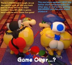 3d 3d_(artwork) 6boys ass balls bib big_ass big_butt black_body blue_hair blue_toad bowser_jr. butt doommusk facesitting gay glistening glistening_body hi_res huge_ass huge_butt human koopa koopaling lire_(doommusk) ludwig_von_koopa luigi male male/male mario mario_(series) mario_bros mask monkey mushroom mushroom_humanoid musk musk_clouds nintendo oc primate red_hair rimming rimming_male smile super_mario_bros. sweat sweaty sweaty_ass sweaty_body text toad_(mario) turtle yellow_body