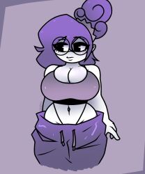 1girls 2025 breasts circular_glasses fanart fanart_from_twitter female female_only garlan_(haxxar) glasses oc original_character purple_hair tagme tagme_(artist) thighs