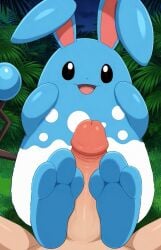 ai_generated azumarill feet feet_on_penis foot_fetish foot_play footjob furry game_freak happy nintendo pawjob paws paws_on_penis penis pokemon pokemon_(species) pov toes trainer uncensored