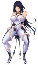 1girl bare_shoulders black_hair blue_eyes blue_hair blush bodysuit bowlegged_pose breasts choker covered_nipples drooling elbow_gloves full_body game_asset gloves gold_trim headband heart huge_breasts impossible_bodysuit impossible_clothes kongeraatio large_variant_set long_hair masturbation masturbation_through_clothes non-web_source open_mouth parted_bangs saliva self-datamine senjuin_ayano simple_background skin_tight smile solo spread_legs tachi-e taimashi_ayano tentacles through_clothes transparent_background variant_set wavy_mouth wet white_bodysuit