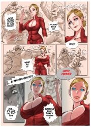1girls breasts broken_fingers cleavage comic dialogue female human john_connor male multiple_boys punching_face robot_girl t-800 t-x tagme terminator tora_tora