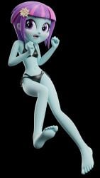 3d 3d_render ai_assisted barefoot bikini bikini_bottom bikini_top black_bikini equestria_girls feet friendship_is_magic my_little_pony sunny_flare