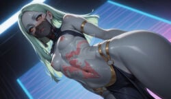 ai_generated cybergirl cybernetics cyberpunk:_edgerunners face_veil loincloth mythpixel naked naked_female netflix nipples nude nude_female pussy rebecca_(edgerunners) solo solo_female
