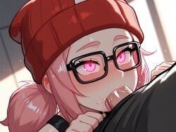 ai_generated blowjob brawl_stars deepthroat janet_(brawl_stars) oral saliva tongue_out_blowjob