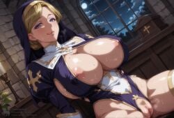 ai_generated big_ass big_breasts big_butt blonde blonde_female blonde_hair blue_eyes blush blushing busty church church_interior cleavage closed_eyes clothed_sex creamhorseai curvy curvy_female curvy_figure deep_cleavage ellis_angel erect_nipples exposed_pussy eyelashes eyeshadow female femsub fit fit_female gloves hair_bun high_resolution highres horny horny_female hourglass_figure huge_ass huge_breasts imminent_sex indoors kyonyuu_onna_senshi_dogeza_saimin licking_lips light-skinned_female makeup mature mature_female mommy mommy_kink mommy_milkers moon moonlight motherly motherly_figure night nun nun's_habit nun_outfit perfect_body presenting_pussy pubic_hair purple_eyeshadow seductive seductive_look seductive_smile smile smiling stockings sweat sweating sweaty sweaty_body thick_thighs voluptuous voluptuous_female wet_pussy
