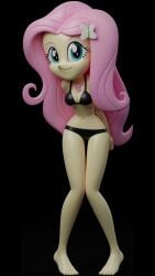 3d 3d_render ai_assisted barefoot bikini bikini_bottom bikini_top black_bikini equestria_girls feet fluttershy_(eg) fluttershy_(mlp) friendship_is_magic from_behind looking_at_viewer my_little_pony