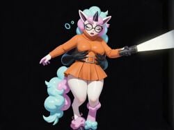 ai-created ai_animation ai_assisted ai_generated animated belt breast_grab breasts breasts_out flashlight flashlight_beam glasses medium_breasts orange_skirt orange_turtleneck pokemon ponyta shiny_pokemon shiny_umbreon shyunchained tagme velma_dinkley velma_dinkley_(cosplay) video