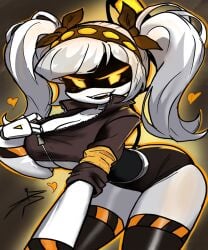 1girls ass blush blushing boobs breasts butt female female_focus female_only grey_hair hand_on_boobs hand_on_breast hearts j_(murder_drones) jacket murder_drones robot robot_girl robot_humanoid sexy sexy_female sexy_pose solo solo_female solo_focus tail thick_thighs thighs yellow_eyes zipper