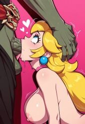 ahegao ai_generated deepthroat ganondorf heart_symbol large_breasts naked_female nipples princess_peach rough_oral tears