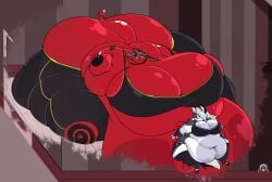 bbw big_ass big_breasts blob breasts bubble_butt cleavage female helluva_boss huge_ass huge_breasts hyper_ass hyper_breasts loona_(helluva_boss) mad_n_evil millie_(helluva_boss) overweight ssbbw tagme thick_thighs wide_hips