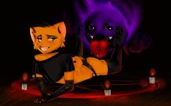 16:10 anal anthro butt clothing demon domestic_cat duo felid feline felis femboy femboychaton footwear hi_res legwear lying male male/male mammal monster nude on_front oral panties rimming sex socks stockings thigh_highs tongue underwear widescreen