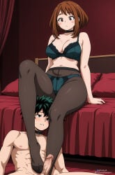 ai_generated foot_fetish footjob footjob_with_legwear lingerie my_hero_academia ochako_uraraka pakfaia