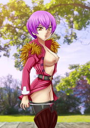 breasts clothing nanatsu_no_taizai nipples outside palcomix short_hair solo solo_female tongue_out veronica_liones