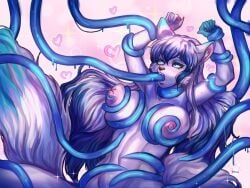 ahegao anthro consentacles domestic_cat felid feline felis female hi_res looking_pleasured mammal oral oral_penetration penetration restrained restrained_by_tentacles slim solo tentacle_in_mouth tentacle_on_breast tentacle_penetration tentacles yuwi-cyu