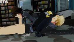1boy1girl 1girl1boy 3d_(artwork) 69 69_position bed bedroom bedroom_sex blonde blonde-haired_male blonde_hair blonde_male blushing brown_hair eating_pussy eating_vagina eulathighstraps hands_on_ass hands_on_bed hands_on_butt licking_pussy licking_vagina makoto_niijima persona persona_5 phantom_thief_suit pubic_hair ryuji_sakamoto straight_sex sucking_dick sucking_penis