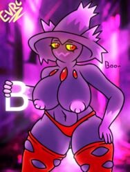 belly belly_button big_breasts big_nipples cleavage evrc fat_ass ghost ghost_girl half_nude halloween hips huge_breasts mismagius nipples panties pokémon_(species) pokemon pokemon_(species) pokemon_focus ripped_clothing ripped_stockings thick thick_thighs thighhighs thighs wide_hips