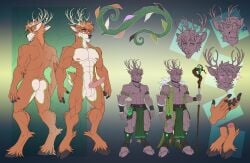 animal_genitalia animal_penis antlers balls butt cervine cervine_genitalia cervine_penis deer genitals hi_res hooves horn male mammal model_sheet penis silver_tendril tail