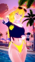 1girls blonde_female blonde_hair grand_theft_auto_vi half-dressed half_naked long_hair long_hair_female panties purple_eyes rwby rwby_lewd solo_female sunglasses yang_xiao_long