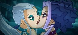 2girls high_ponytail icy_(winx_club) kissing magixxx_conquest purple_hair sidgaming stormy_(winx_club) white_hair winx_club